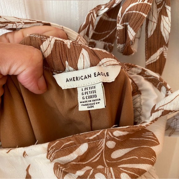 American Eagle Tropical Mix Print Tie-Strap Jumpsuit - Picture 8 of 11